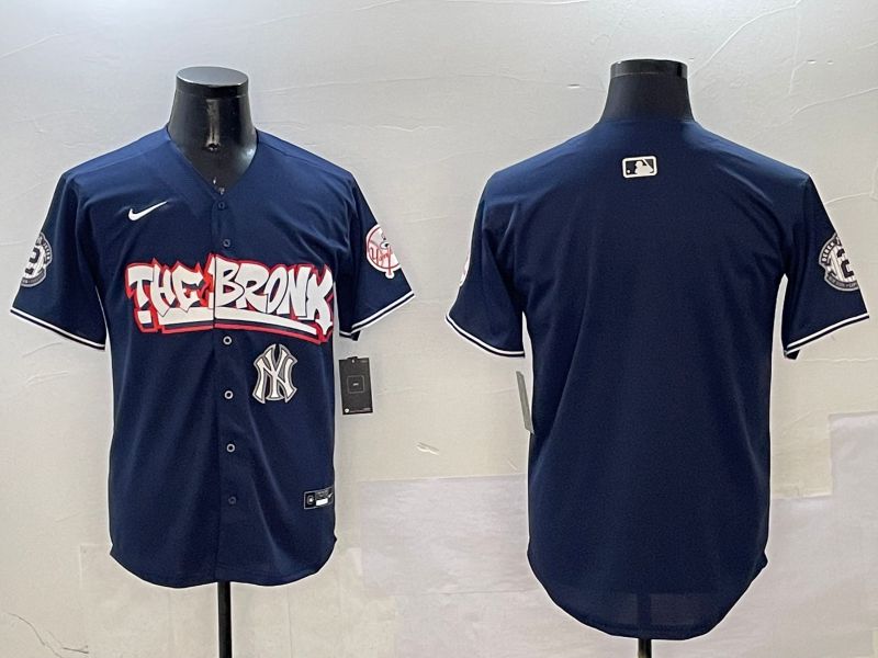 Men New York Yankees Blank Drak Blue four generations Joint Name 2025 Nike MLB Jersey style 5->new york yankees->MLB Jersey